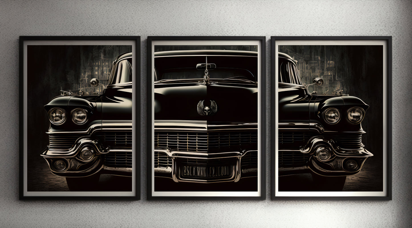 Grafikkult 50 x 70 cm Vintage Auto Aesthetic Zimmer Deko Poster Set - ohne Bilderrahmen
