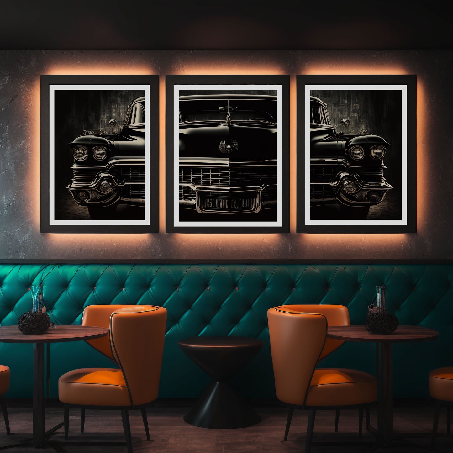 Grafikkult 50 x 70 cm Vintage Auto Aesthetic Zimmer Deko Poster Set - ohne Bilderrahmen