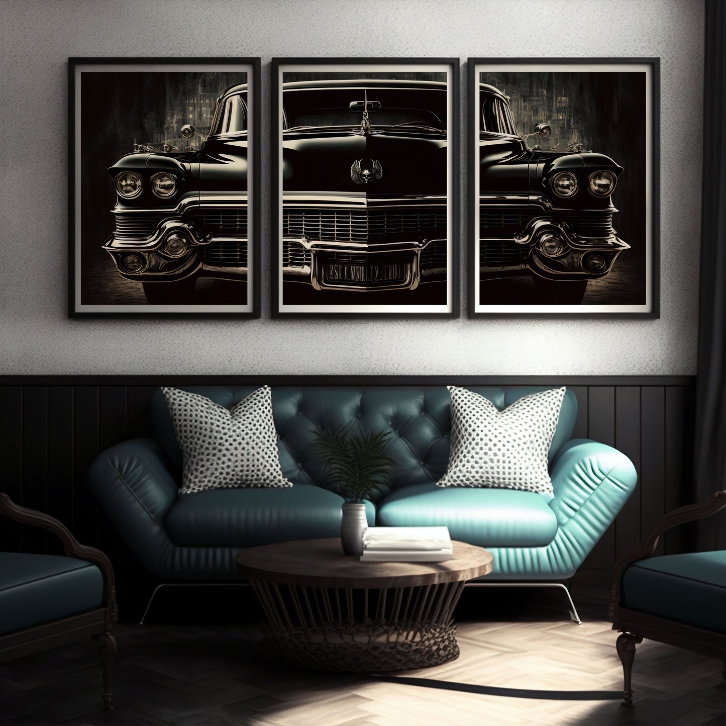 Grafikkult 50 x 70 cm Vintage Auto Aesthetic Zimmer Deko Poster Set - ohne Bilderrahmen